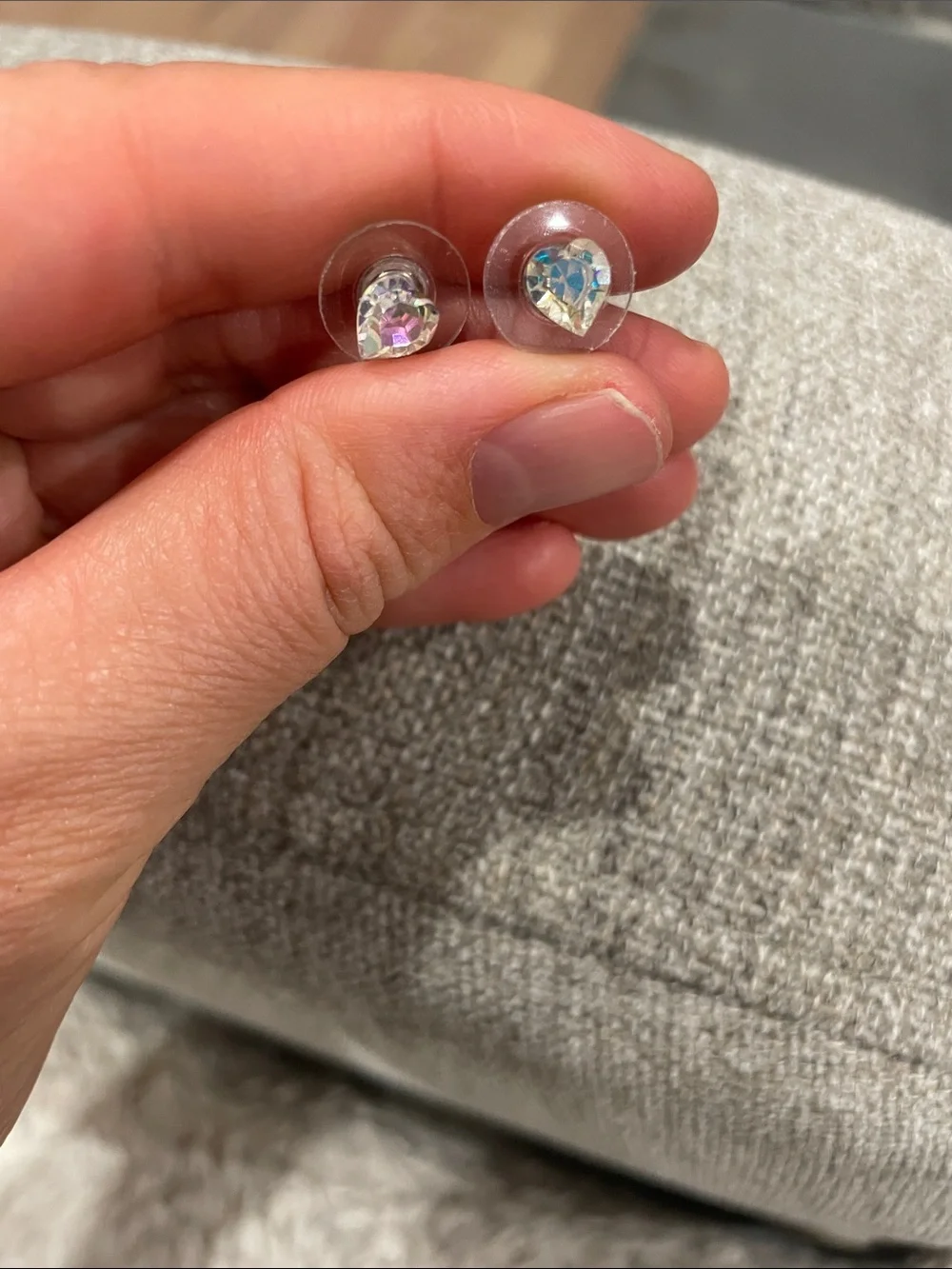 Crystal Heart Stud Earrings - Iridescent